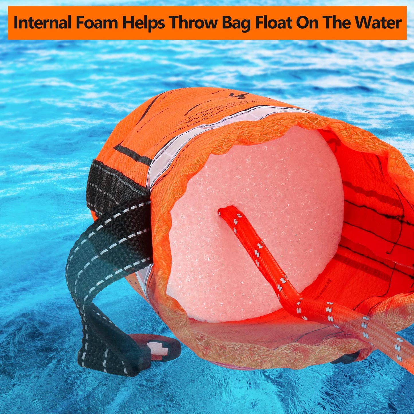 NTR Water Rescue Throw Bag with 50 Feet of Rope in 3/10 Inch Tensile Strength Rated to 1844lbs, Throwable Device for Kayaking and Rafting, Safety Equipment for Raft and Boat