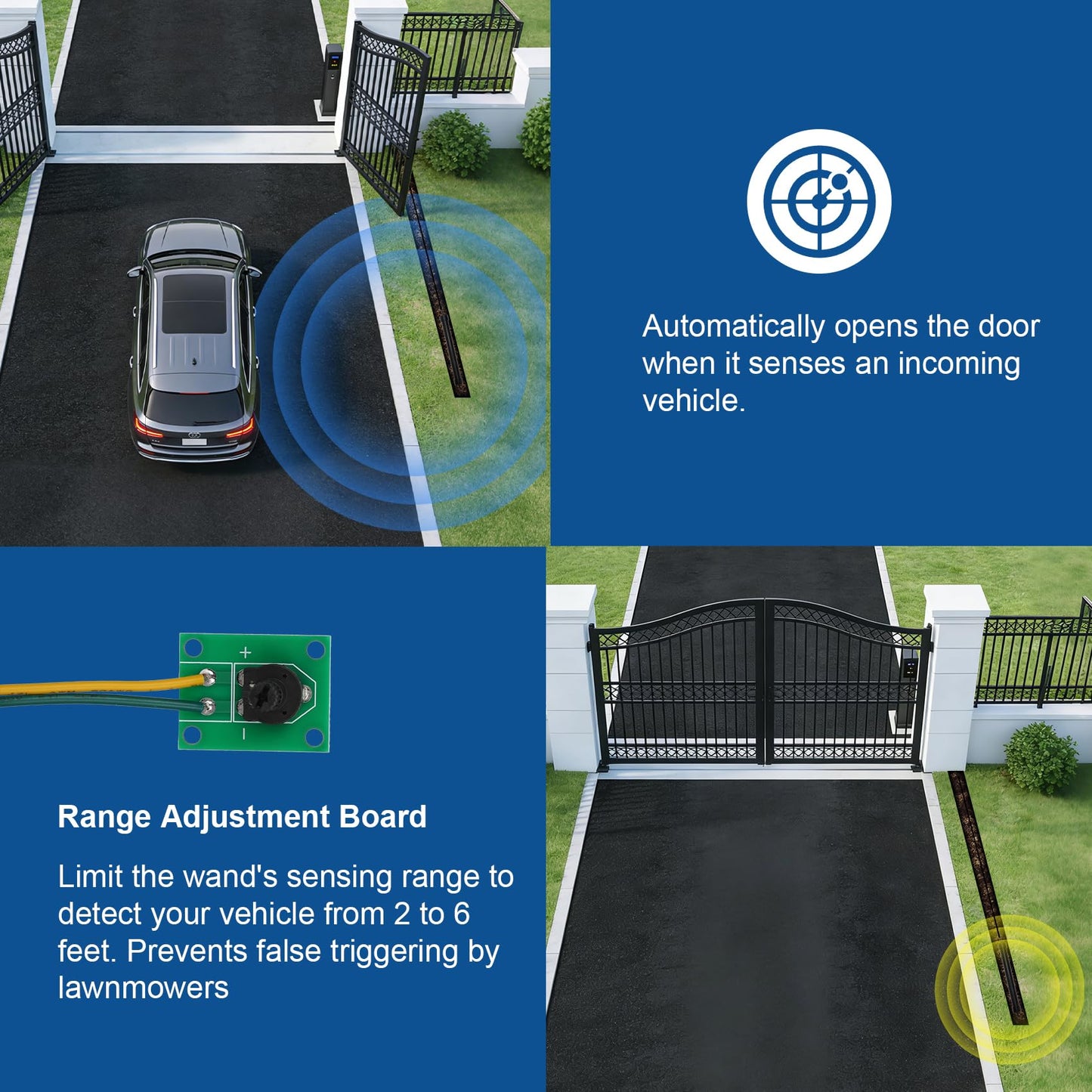 Vehicle Exit Sensor for Automatic Gate Opener with 100 ft Cable, Compatible with Mighty Mule, Ghost Controls, LiftMaster Vehicle Door Opening Systems
