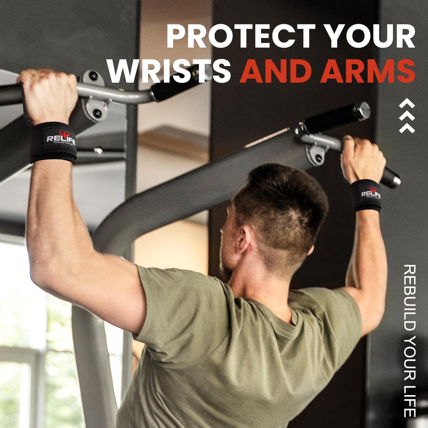 RELIFE REBUILD YOUR LIFE Lifting Hooks for Men and Women(Pair), Pull Up Straps, Gym Reapers Lifting Wrist Grips, Heavy Powerlifting, Lifting Hooks for Weight Lifting Black