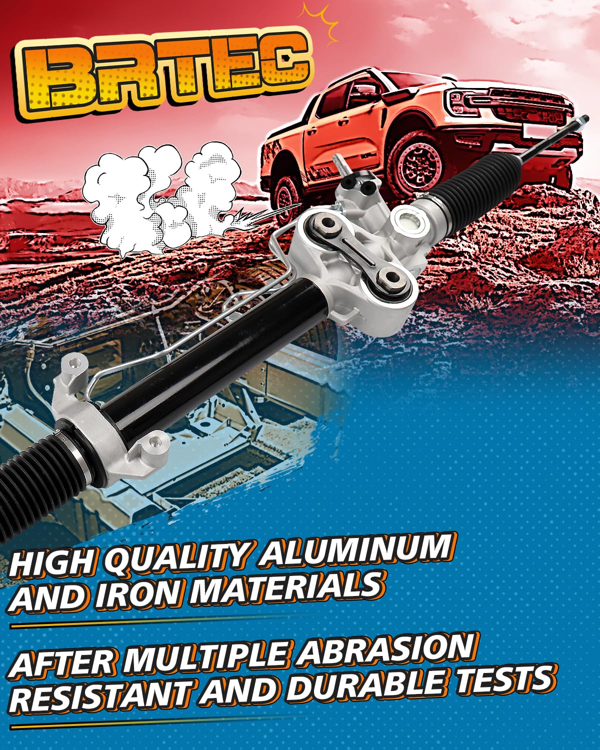 BRTEC 22-1036 Hydraulic Power Steering Rack and Pinion Assembly Compatible for 2007-2013 Silverado 1500 Sierra 1500