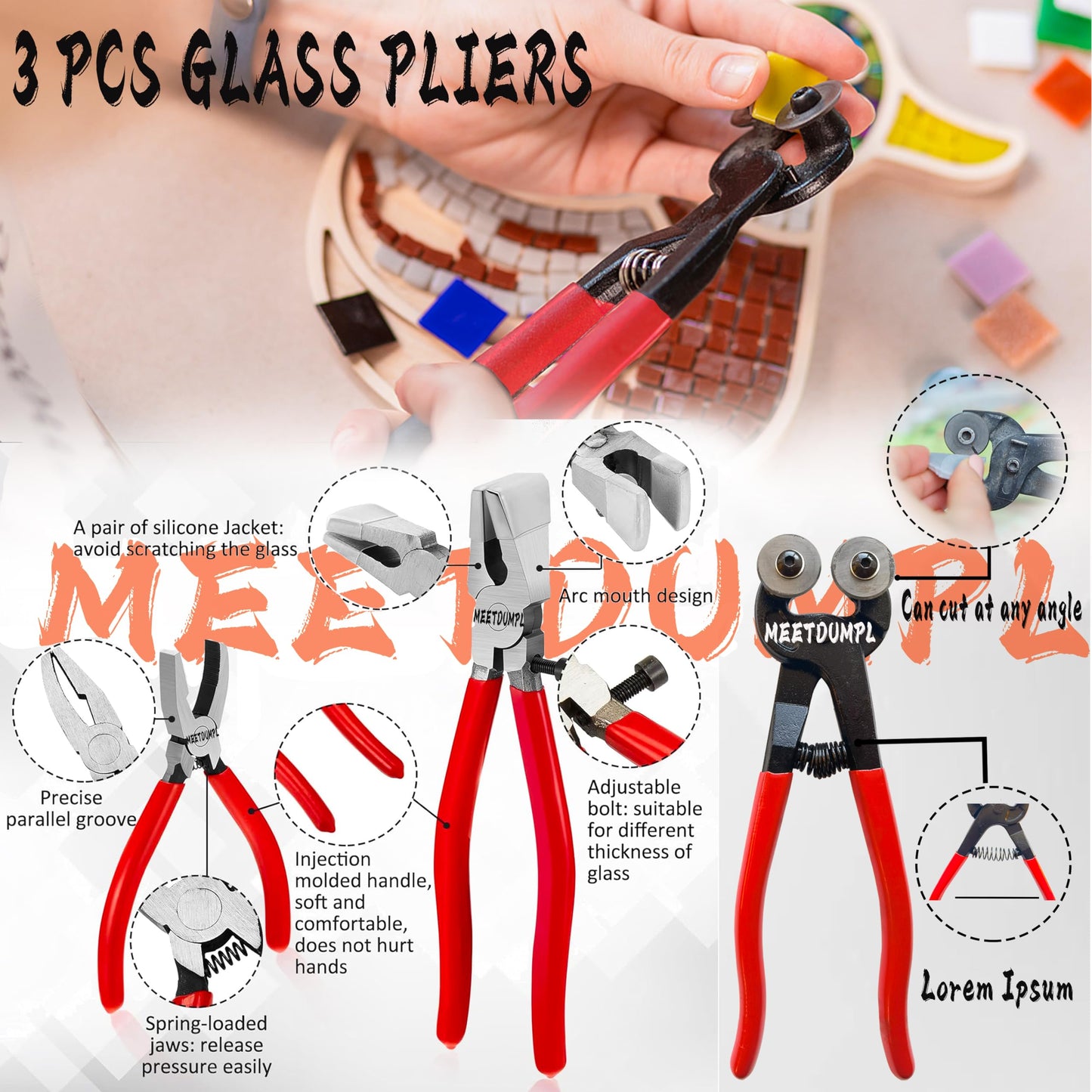 MEETDUMPL Stained Glass Kit，Stained Glass Kits for Adults，Glass Grinder，Stained Glass Grinder，5/8" + 1" Diamond Grinder Bit,100W Soldering Iron Kit,Glass Cutter Tool Kit（Patent has been registered）(7)