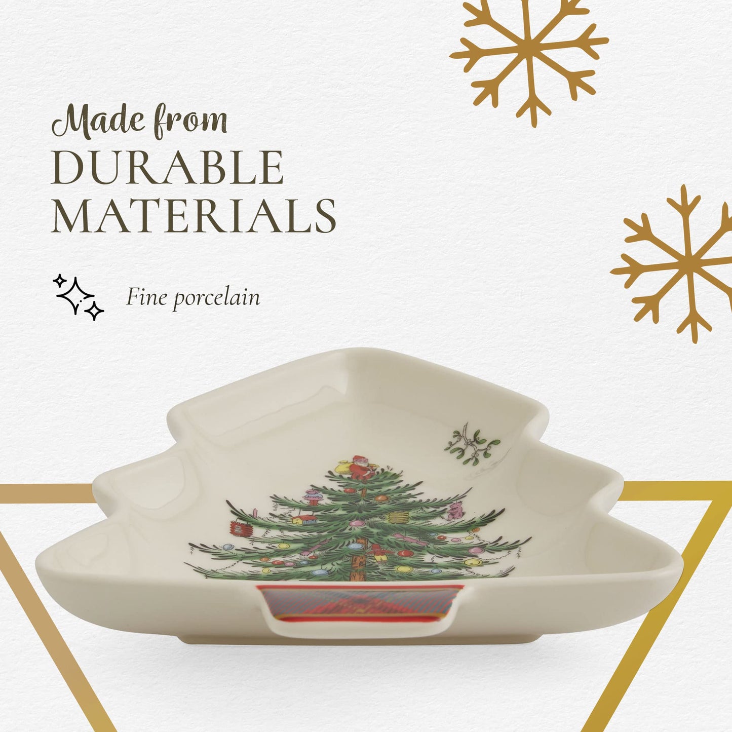 Spode Christmas Tree Tartan Spoon Rest, 7-Inch Tree-Shaped Holiday Utensil Holder, Festive Porcelain Spatula & Ladle Rest, Christmas Kitchen Counter Décor, Dishwasher & Microwave Safe - Hostess Gift