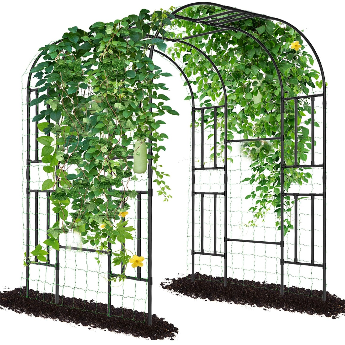 Tall Garden Arch Trellis for Climbing Plants, 87in Tall Metal Plant Support Trellis Archway for Climbing Plant Vegetables Cucumber, Outdoor Yard Lawn Garden Arch Tunnel Trellis