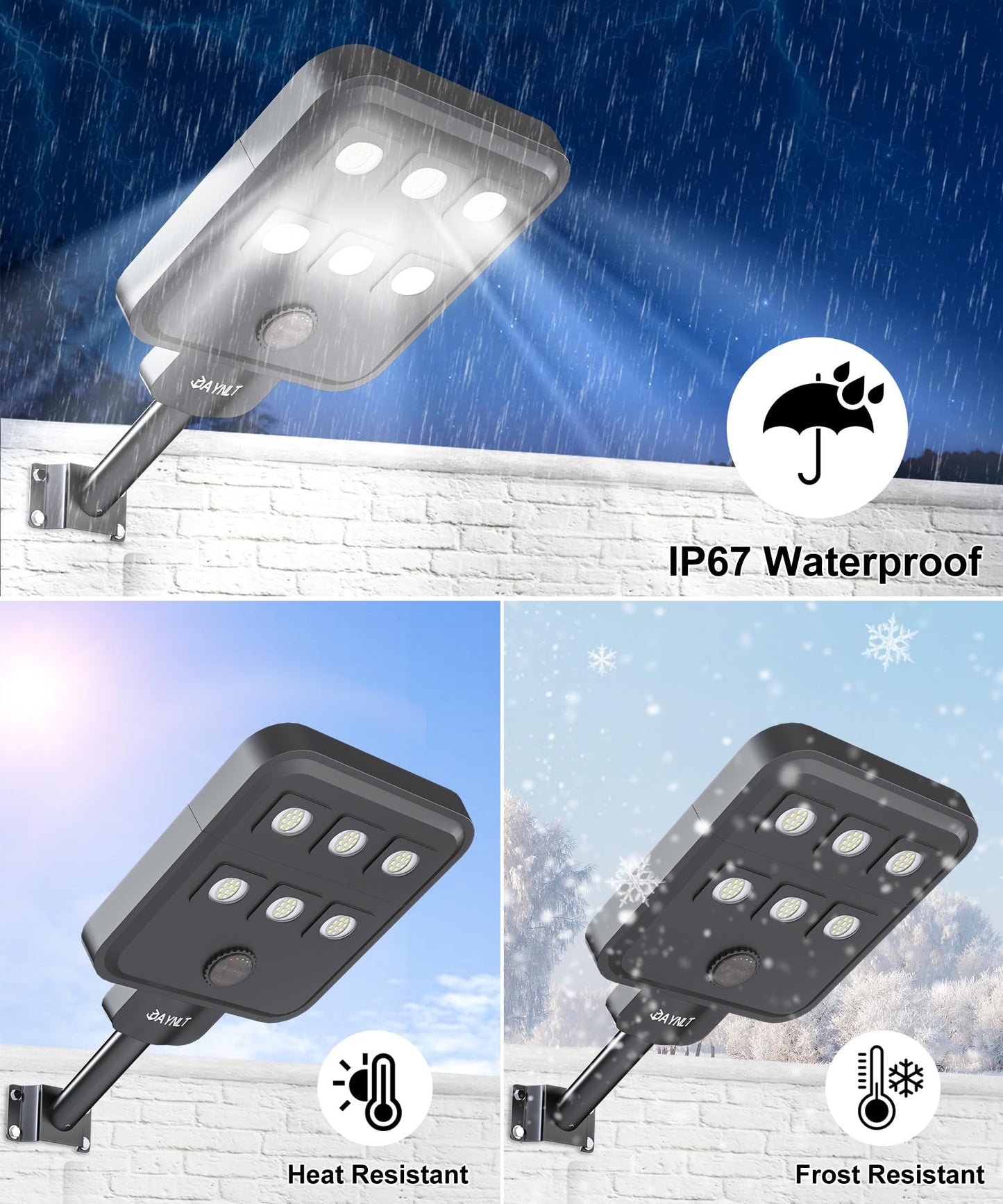 JAYNLT X-8000W Solar Street Lights Outdoor, Ultra-Large 6500K Commercial Parking Lot Lights Dusk to Dawn,IP67 Waterproof Solar Power Flood Security Light for Driveway,Yard
