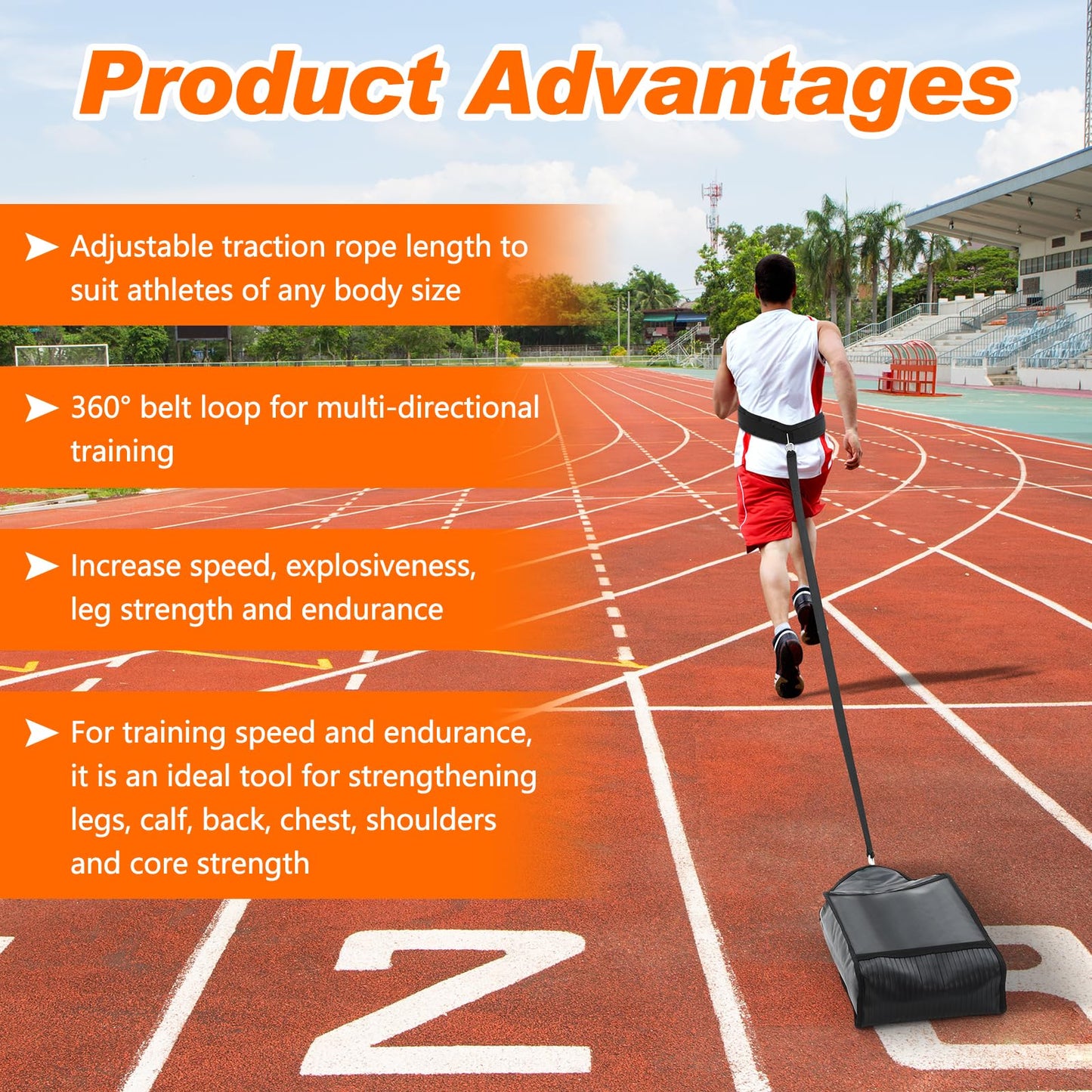 Soulchen Weight Sled Trainer Adjustable, Upgrade Sandbag Resistance Workout Push Sled Trainer with 3 Weight Sandbags for Sprinter Speed Training Running Indoor Outdoor