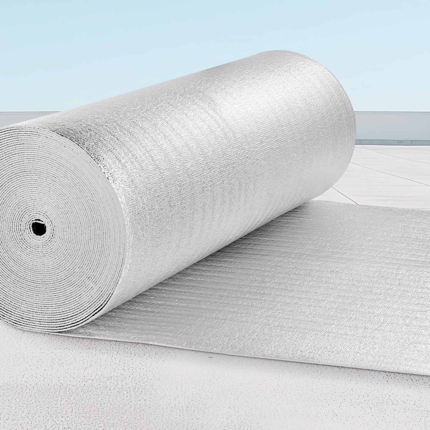 VEVOR Double Reflective Insulation Roll, Foam Core Radiant Barrier, 3.2 mm 48 in x 100 ft, Double-Sided Aluminum Foil EPE Foam Heat Reflective Shield, Thermal Insulation Roll for Window RV Roof