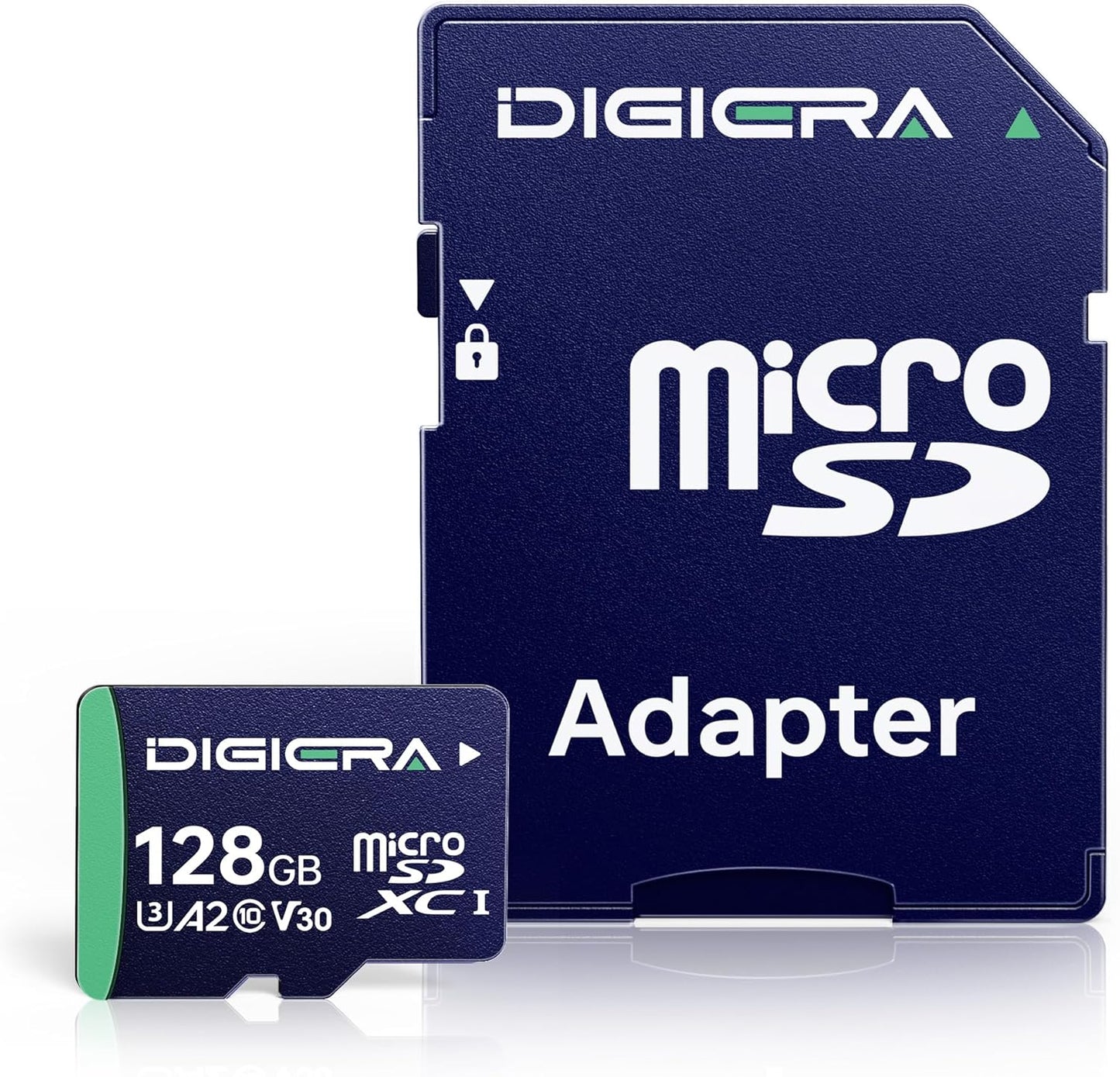 DIGIERA 128GB CT100 100MB/s, C10, U3, V30, 4K A2, (1 Pack) microSDXC UHS-I Memory Card with Adapter - up to UHD, Micro
