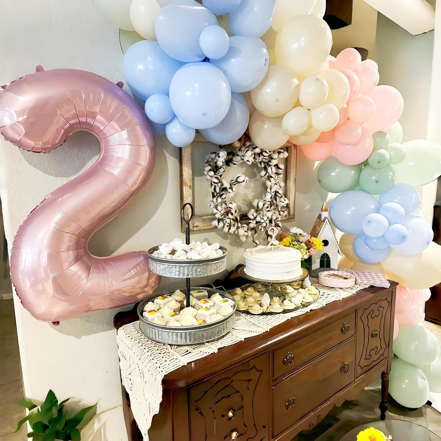 Skiennix 40-Inch Pastel Pink Number 2 Balloon - Large Foil Helium Balloon for 2nd Birthday & Graduation Celebrations