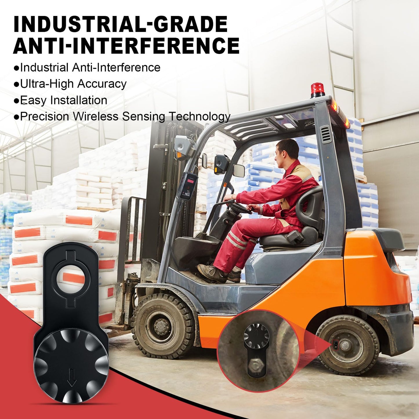 eTzone Forklift Overspeed Alarm System with 3-Level Speed Alert, 115dB Siren Warning Light, Admin-Only Remote, IP65 Waterproof for Warehouse Industrial Safety, DC 12-48V