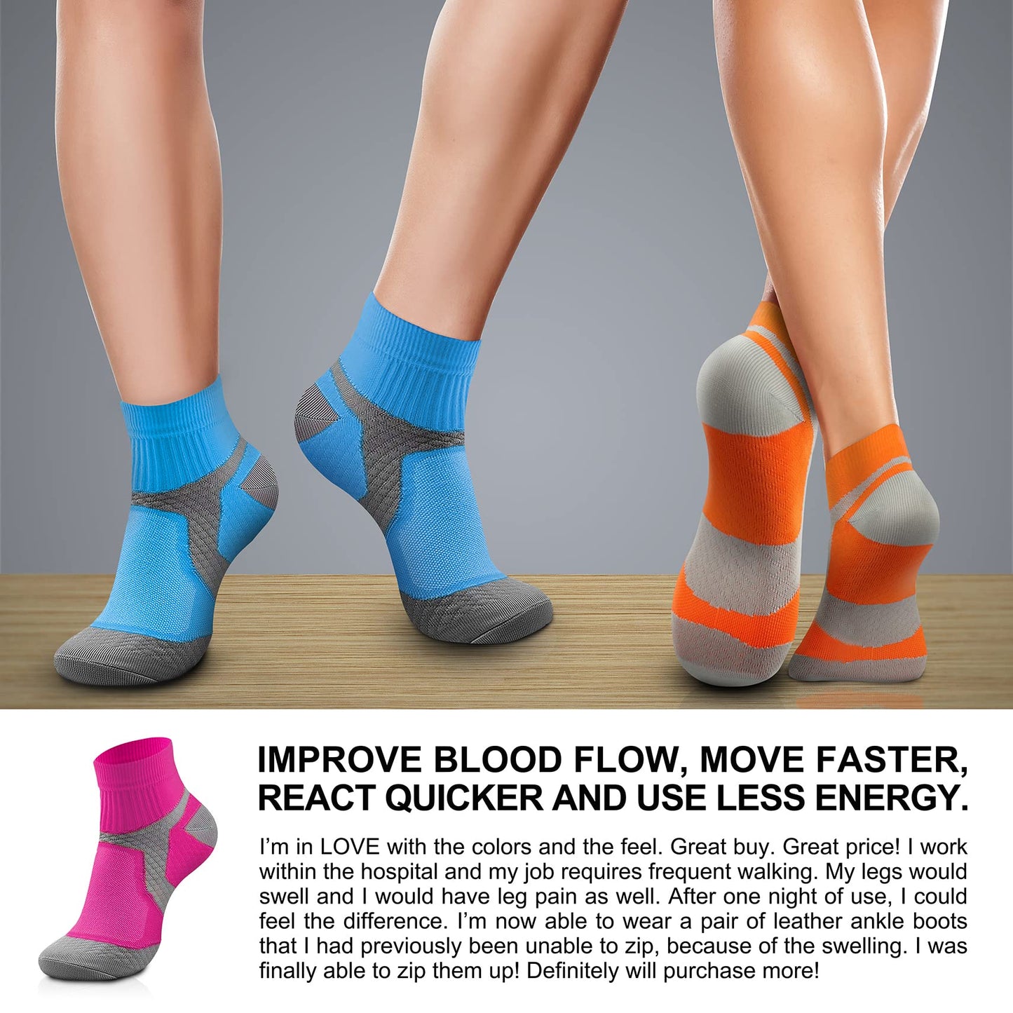 CHARMKING Graduated Compression Socks for Women & Men Circulation 15-20 mmHg is Best for Athletic, Running, Flight Travel, Pregnant, Cycling (Multi 04,S/M)