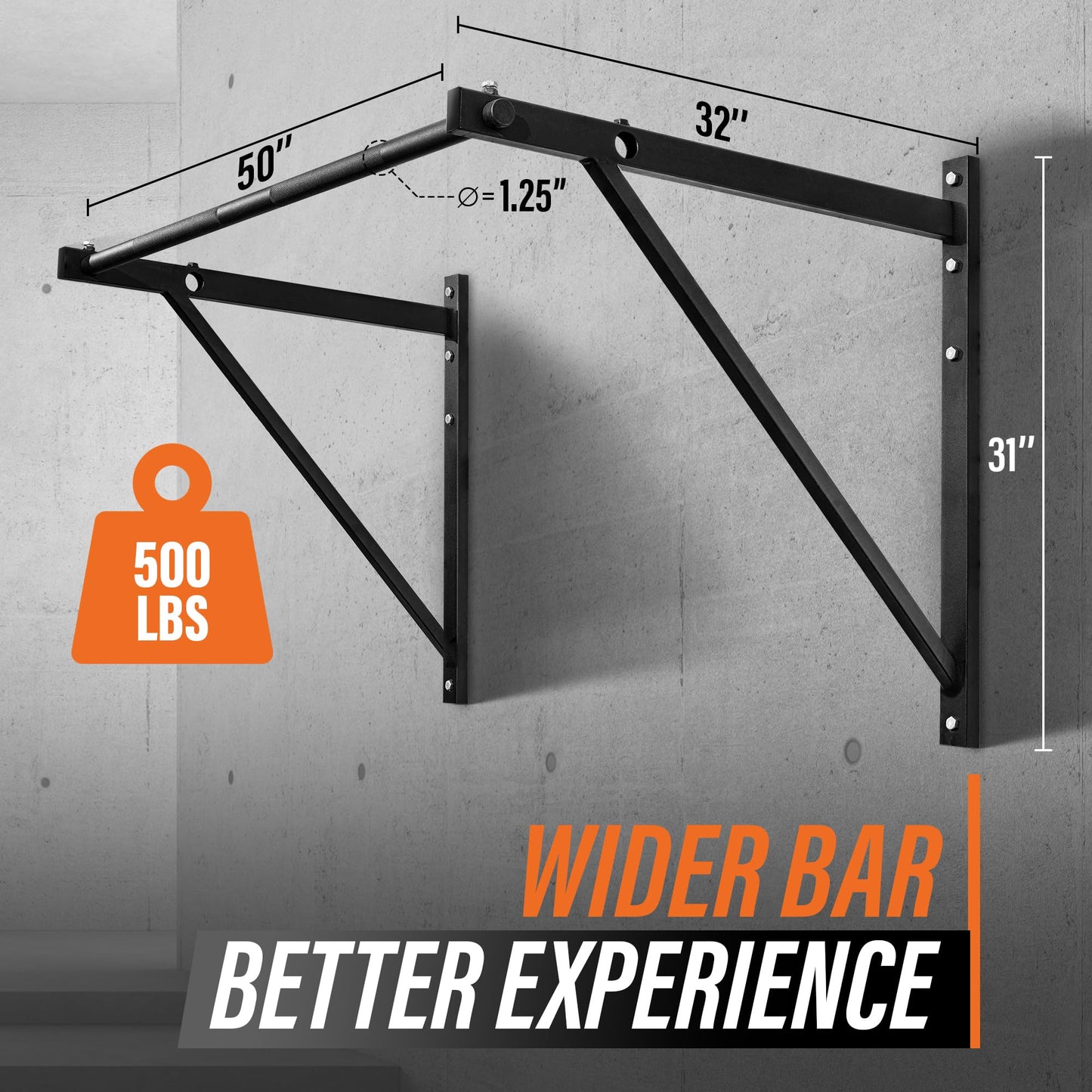 Yes4All Heavy Duty Wall Mounted Pull Up Bar – Multi-Grip Pull Ups / Pull Up Bar Ceiling Mount / Joist Mount for Home Gym