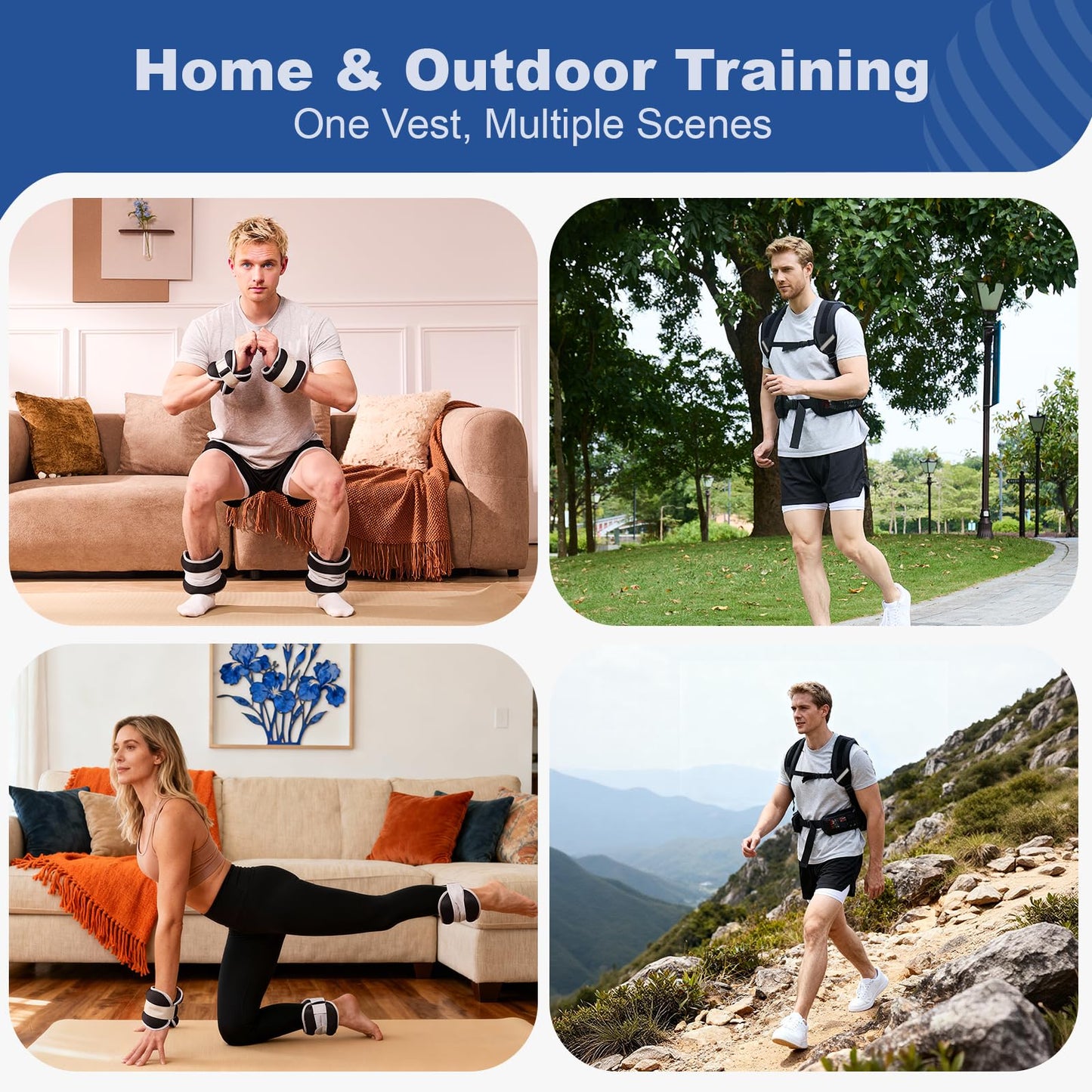 MITANZAR Adjustable Weighted Vest, 4.4-13.2 Pound Vest with 4 Iron Sand Training Pouches, Features Large Pockets, Men's Weighted Vest for Women's Strength Training, Running, Walking
