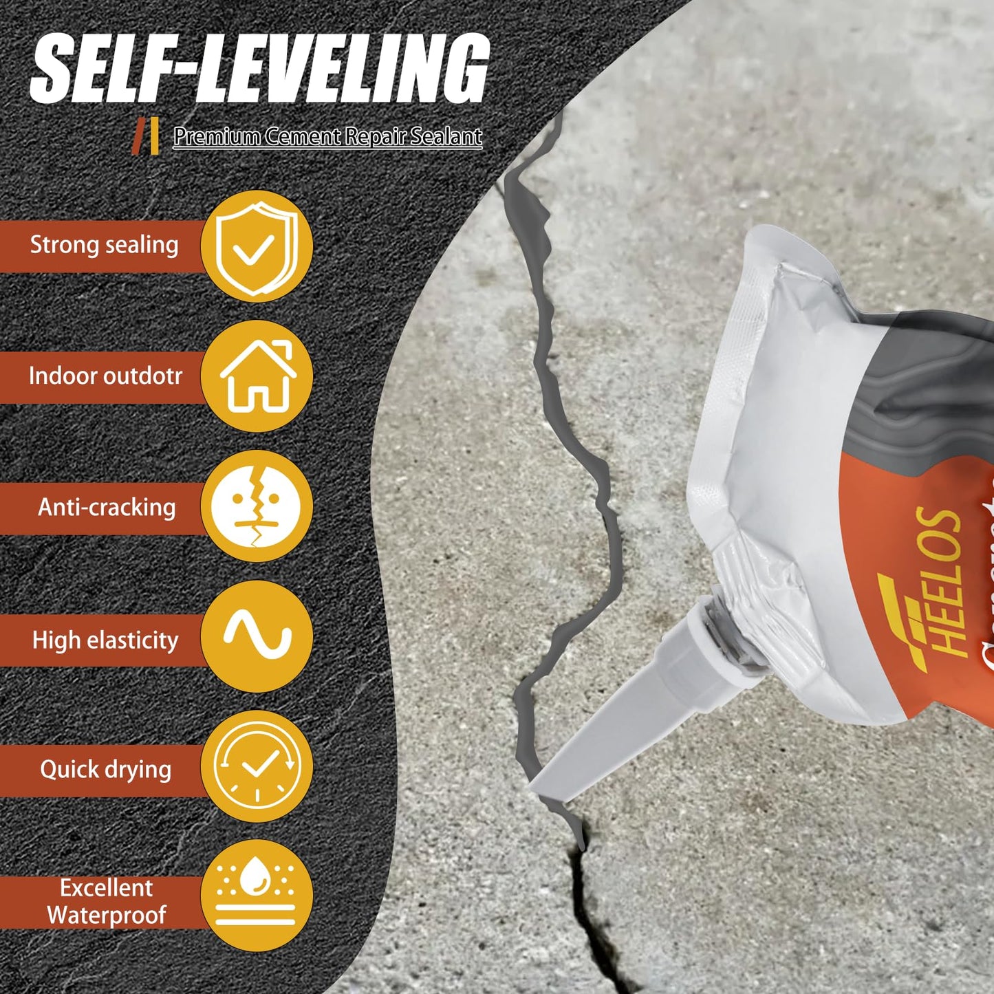 Concrete Crack Filler, 9Packs Premium Concrete Crack Sealant, Weather-Resistant Caulking Glue,Quick-Drying & Waterproof Repair Adhesive for Slabs, Driveways, Sidewalks (Grey)