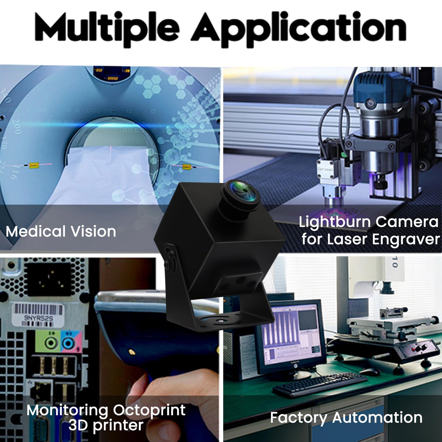IFWATER 48MP USB Camera 8K Webcam 6000P Ultra HD Cam with 200Degree Wide Angle Fisheye Lens PC Computer Lightburn for Laser Engraver Plug and Play for Document Scanning Face Recognition