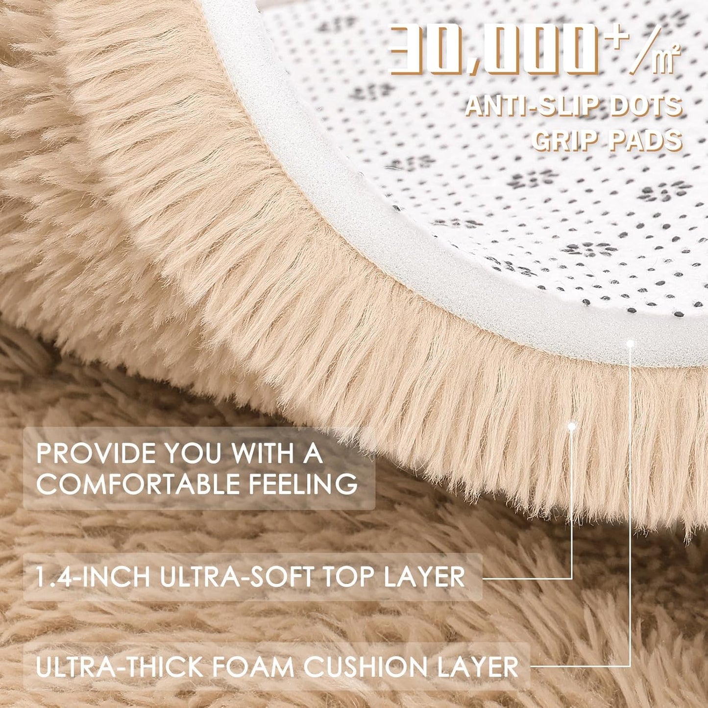 OLANLY Large Area Rug - Soft Fluffy Shaggy Carpet for Living Room & Bedroom | 9x12 Beige