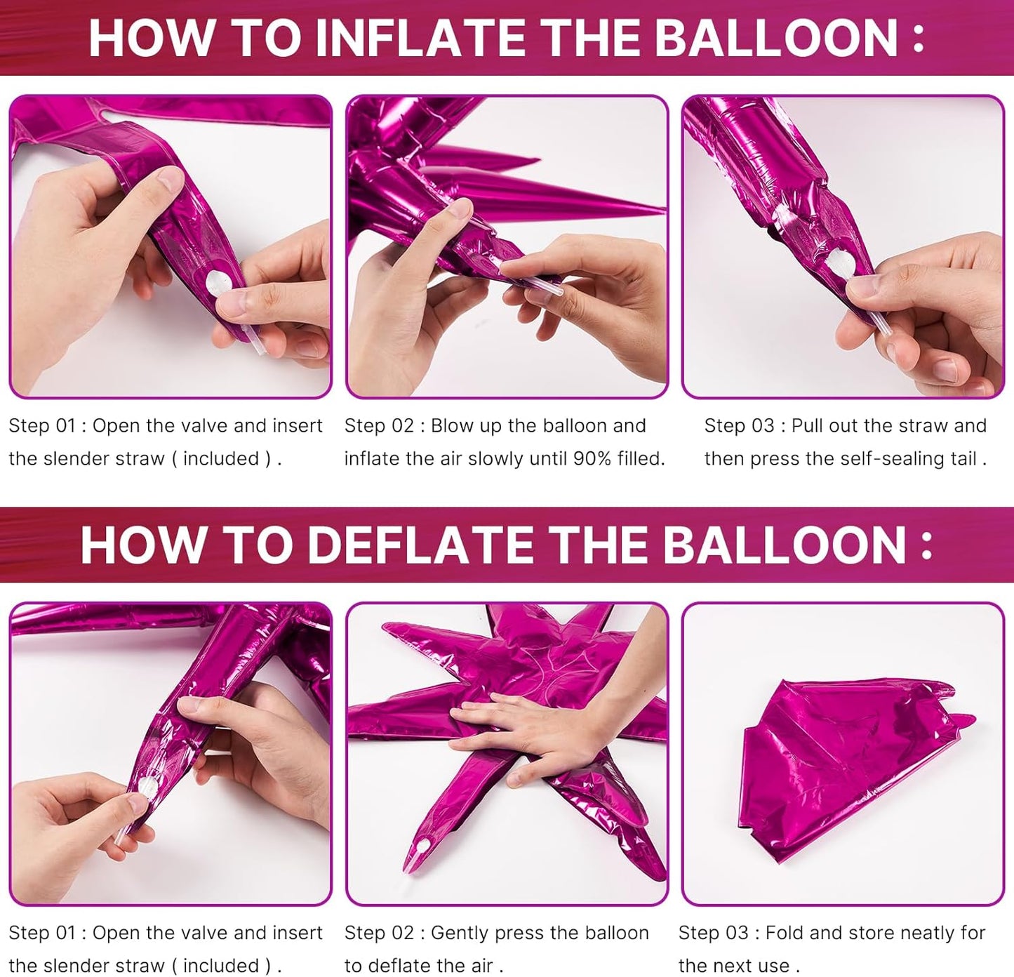PartyWoo Metallic Pink Star Balloons - 110-Piece Foil Mylar Balloon Arch Kit for Birthday & Wedding Decor | Various Sizes 5-22 Inches