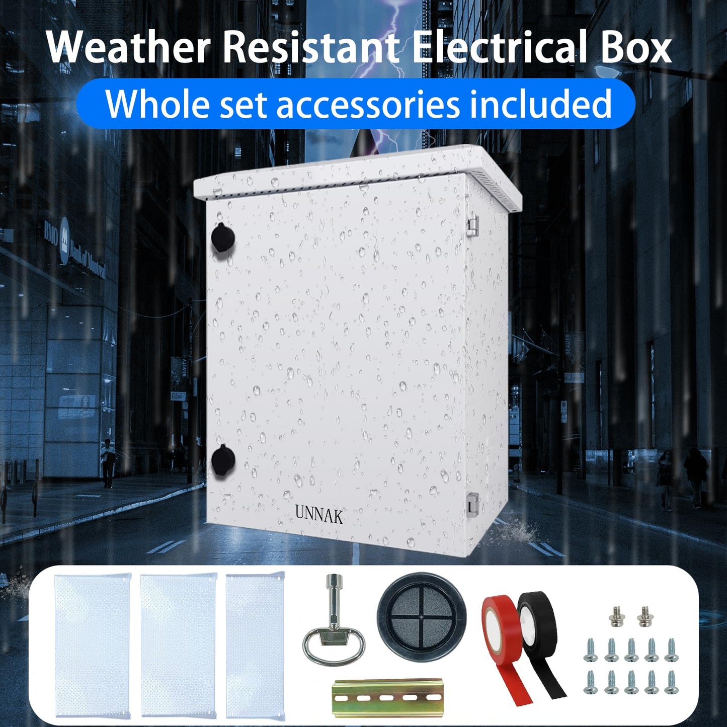 Outdoor nema Enclosure Electrical Box - 23.6x19.7x11.8 Weatherproof Network Exterior Box Ventilated Enclosure hinged Outdoor Galvanized Electrical Ventilation Design(600 * 500 * 300mm)