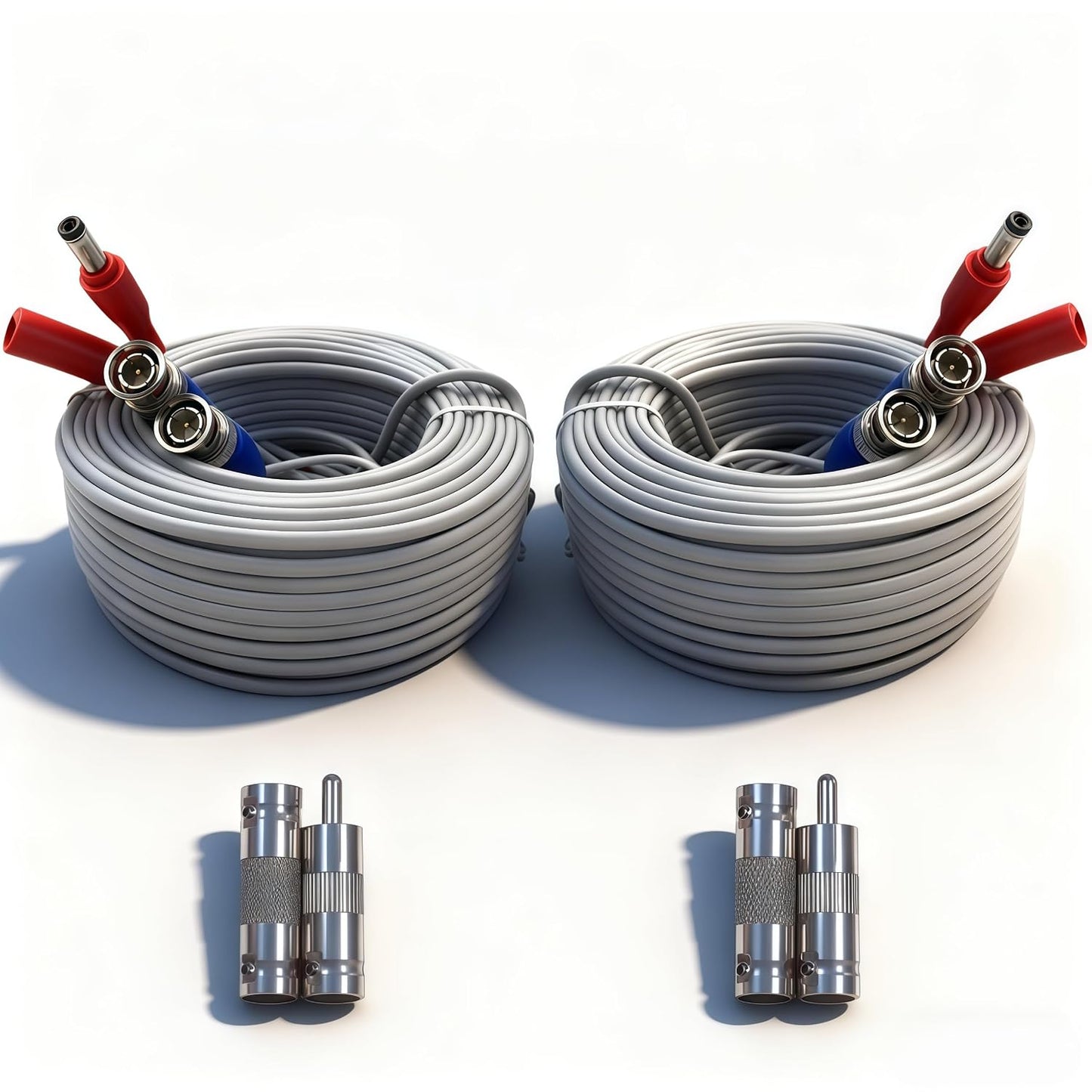 2PCS 100ft/30m 4BNC Integrated BNC Video Power Cable Extension. Ideal for Security Cameras, CCTV, Surveillance, and DVR