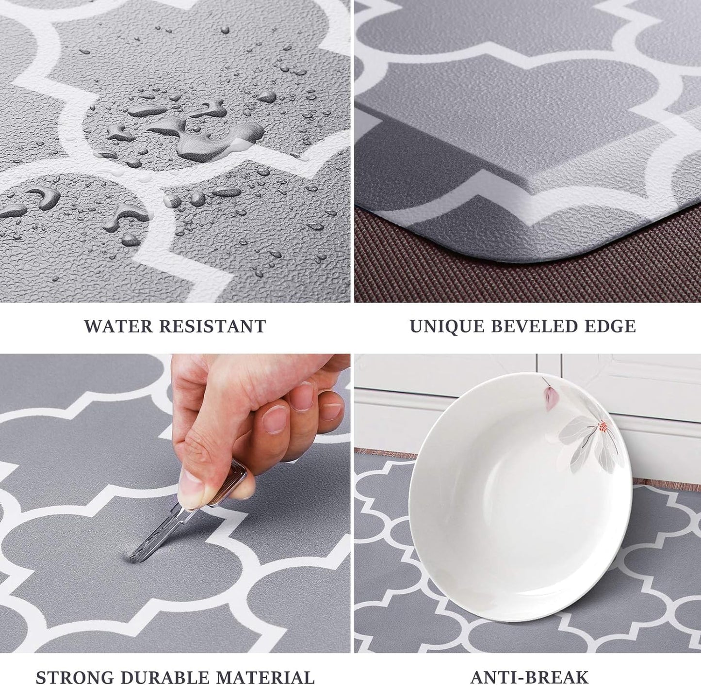 WISELIFE Anti Fatigue Floor Mat - 4/5 Inch Thick Kitchen Mat Non Slip Waterproof Heavy Duty Ergonomic Comfort Mat Durable for Home, Office, Sink, Laundry,(24" x 70", Grey)