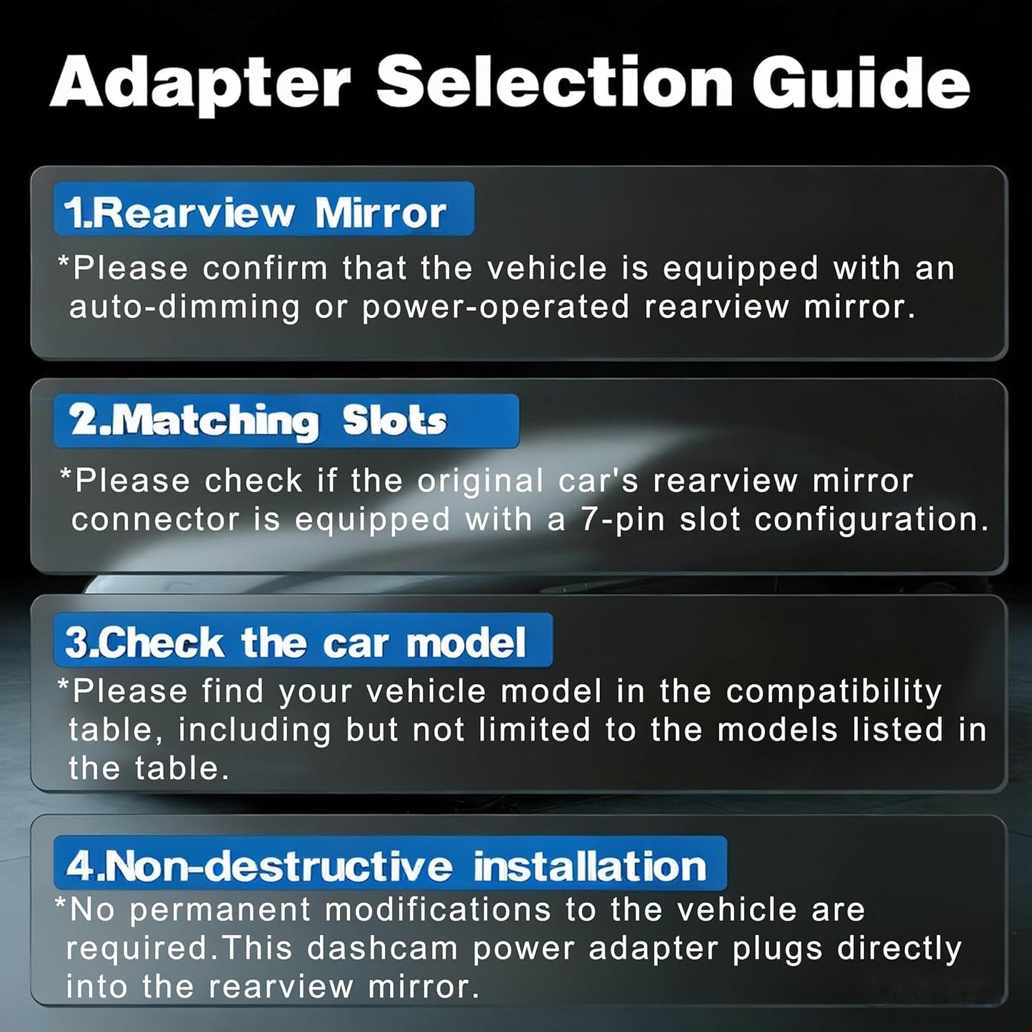 Rkakneecs (7-pin Dashcam Power Adapter Type B), Compatible with Select Nissan, Mitsubishi, Toyota, & More. Connects