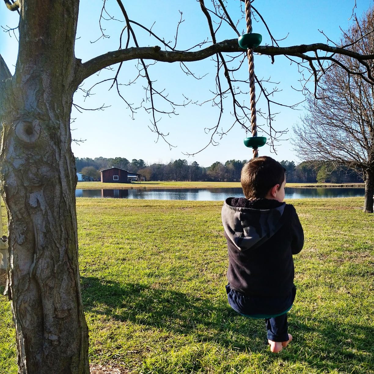 Climbing Rope with Platforms and Disc Swing Seat Set Playground Accessories Including Bonus Hanging Strap & Carabiner Tree Swing for Kids Rope Swings for Tree