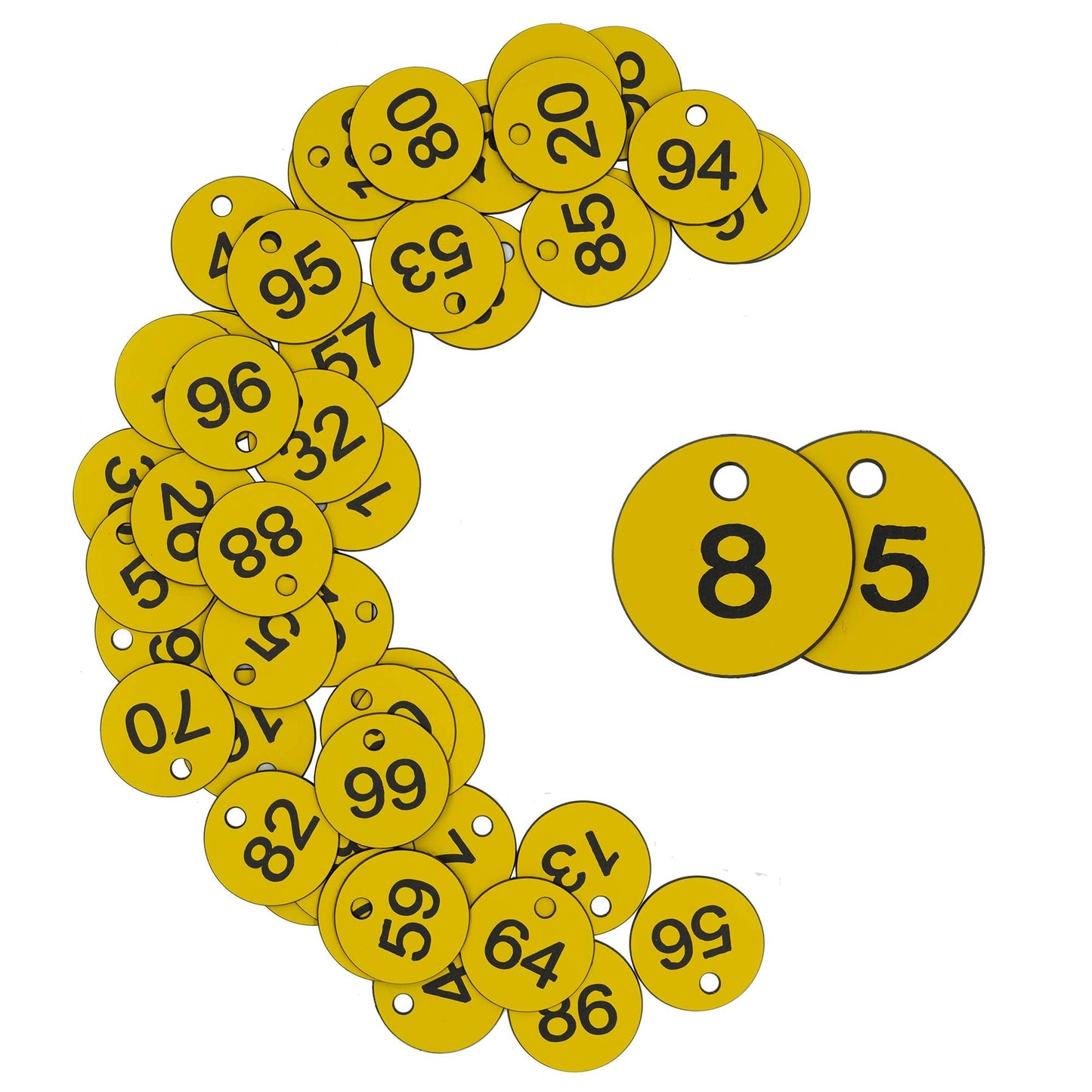 StayMax Plastic ID Number Tags Engraved Tags Key Tags Without Key Rings (1-50, Yellow)