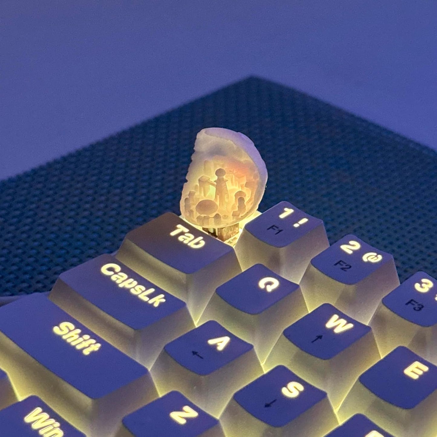 TRENDY WHIMSY Custom Mechanical Keyboard Keycaps Moon City Design PBT Dye-Sub, Cherry MX Compatible, Unique Limited