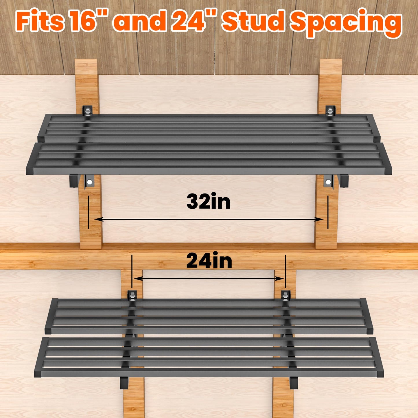 Ultrawall Heavy Duty Garage Wall Shelves, 2 x 4 ft Wall Mounted Storage Shelves, Holds Up to 800Lbs, 2Pack, Black