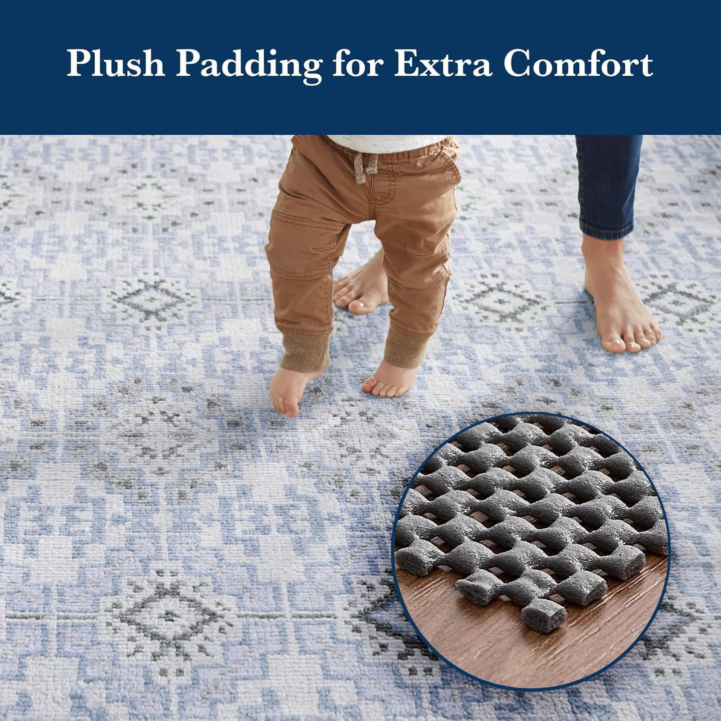 Veken Rug Pad Gripper - Non-Slip Dark Grey for Hardwood & Tile Floors | 9x12 Ft Thick Anti-Skid Mat