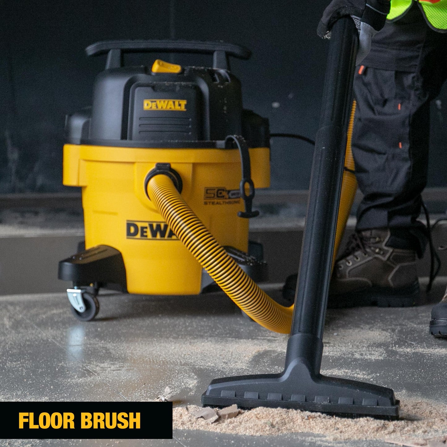 DEWALT 6-Gallon STEALTHSONIC Ultra Quiet Poly Shop Vacuum Wet and Dry with 6 Dust Bags, 5 Peak HP Noise Reduction Wet/Dry Vac for Jobsite, Workshop, and Garage, DXV06P-QTB