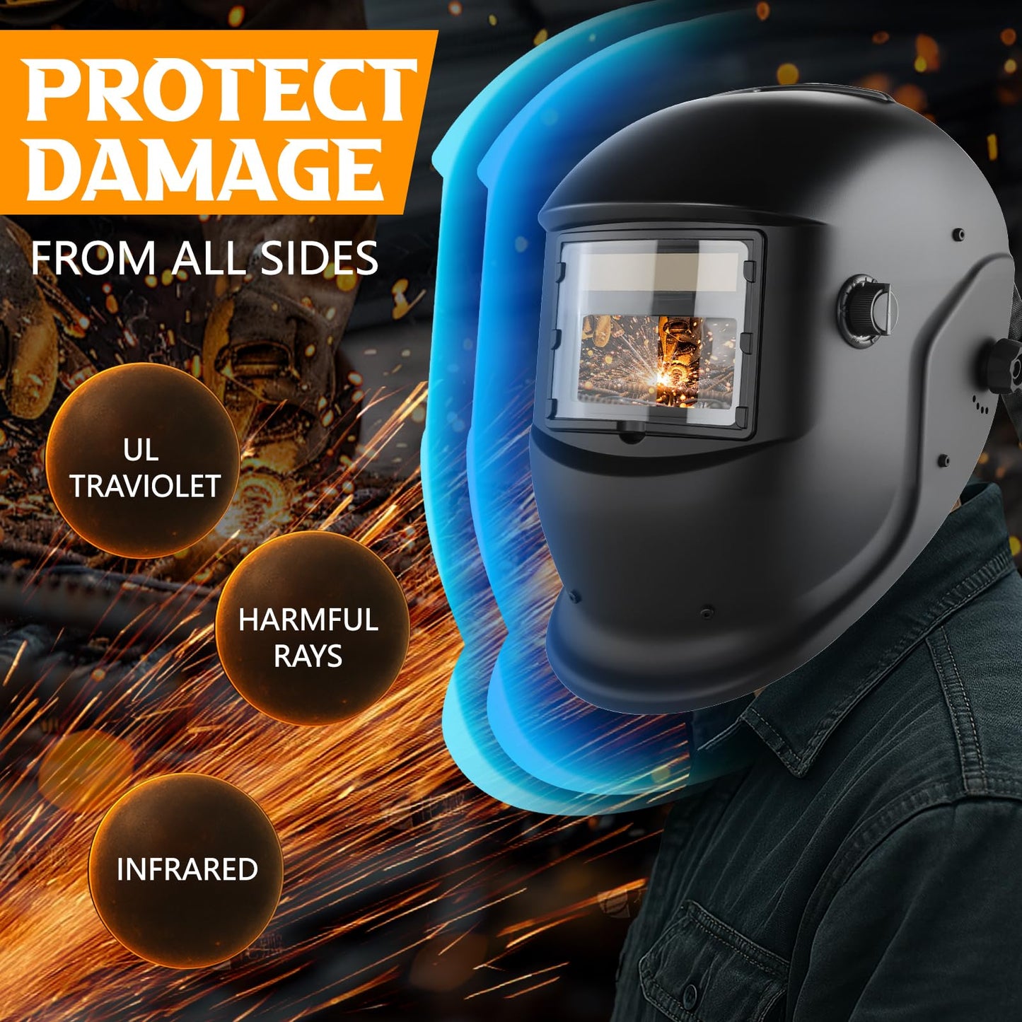 Owenri Welding Helmet Auto Darkening with Air Fed System, Powered Air Purifying Respirator (PAPR) True Color Welding Mask, Upgraded Arc Sensor 4/9-13 for TIG MIG ARC Welding Mask