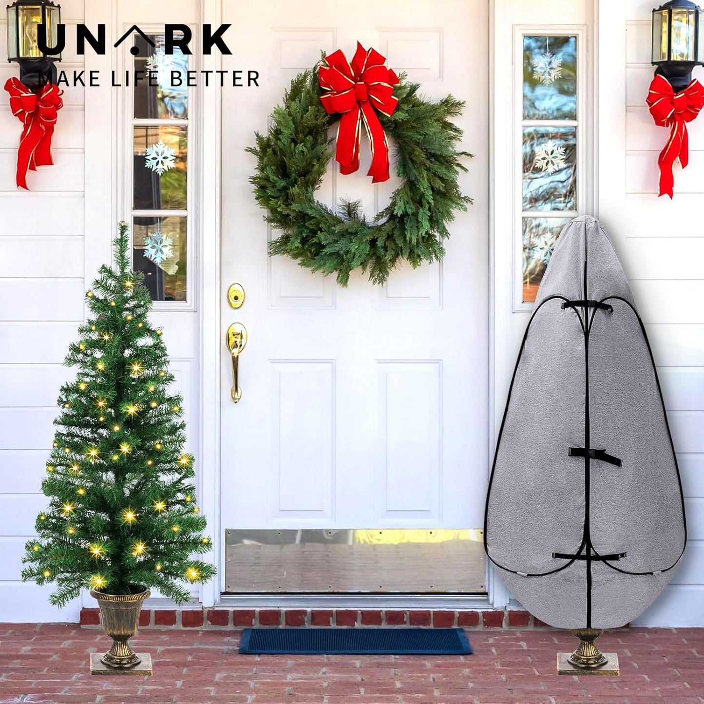 Upright Christmas Tree Storage Bag - Durable Cover for 6.5 Ft to 7.5 Ft Trees | Gray