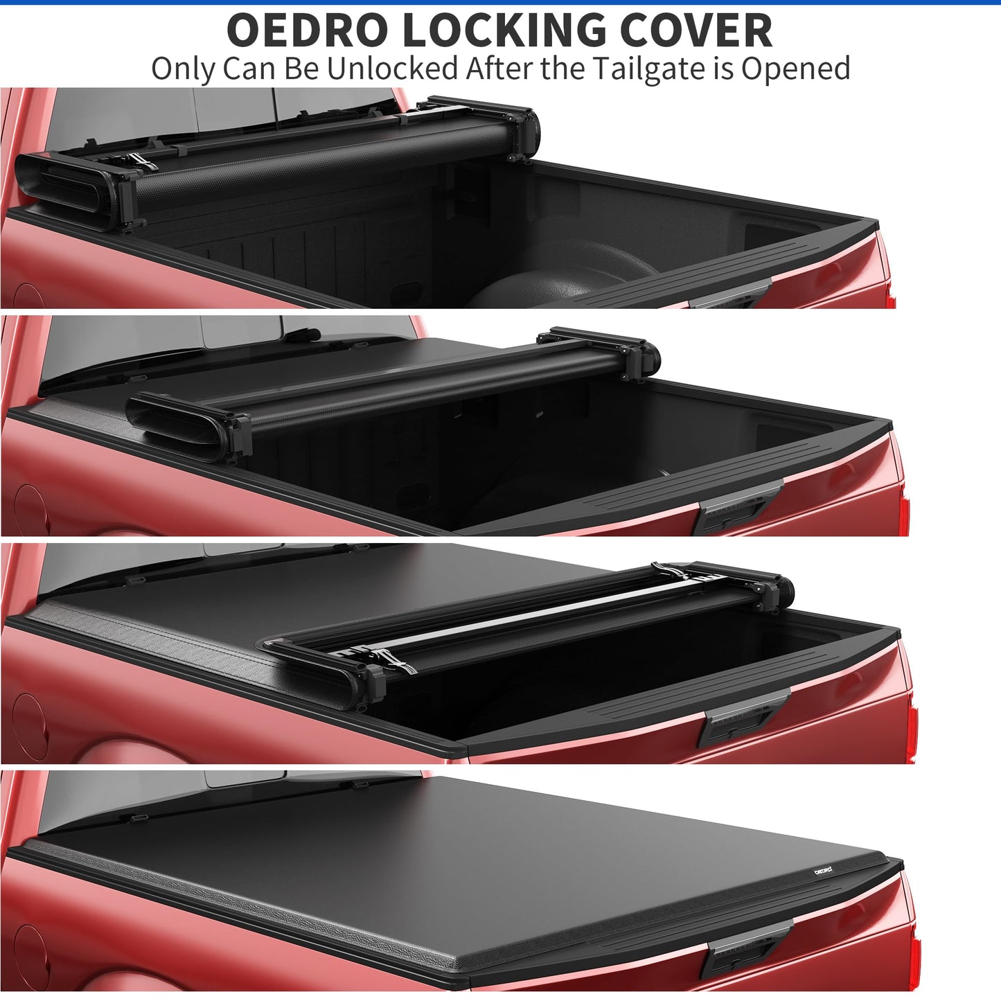 oEdRo Soft Quad Fold Truck Bed Tonneau Cover Compatible with 2014-2021 Toyota Tundra (Excl.Trail) 5.5 ft Bed, Fleetside with Deck Rail System