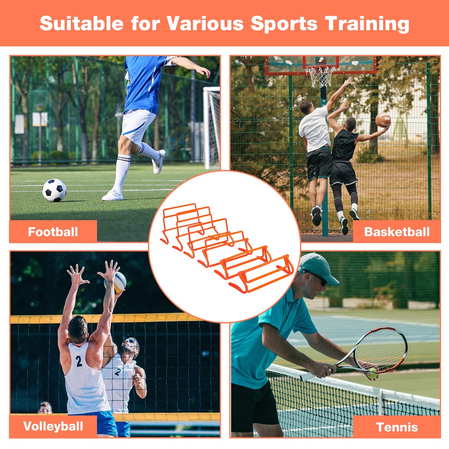 Lineslife Adjustable Agility Hurdles,4 Height Speed Training Hurdles, Portable Speed Training Equipment with Carry Bag for for Athletes,Soccer,Basketball, Baseball, Indoor Outdoor Sports