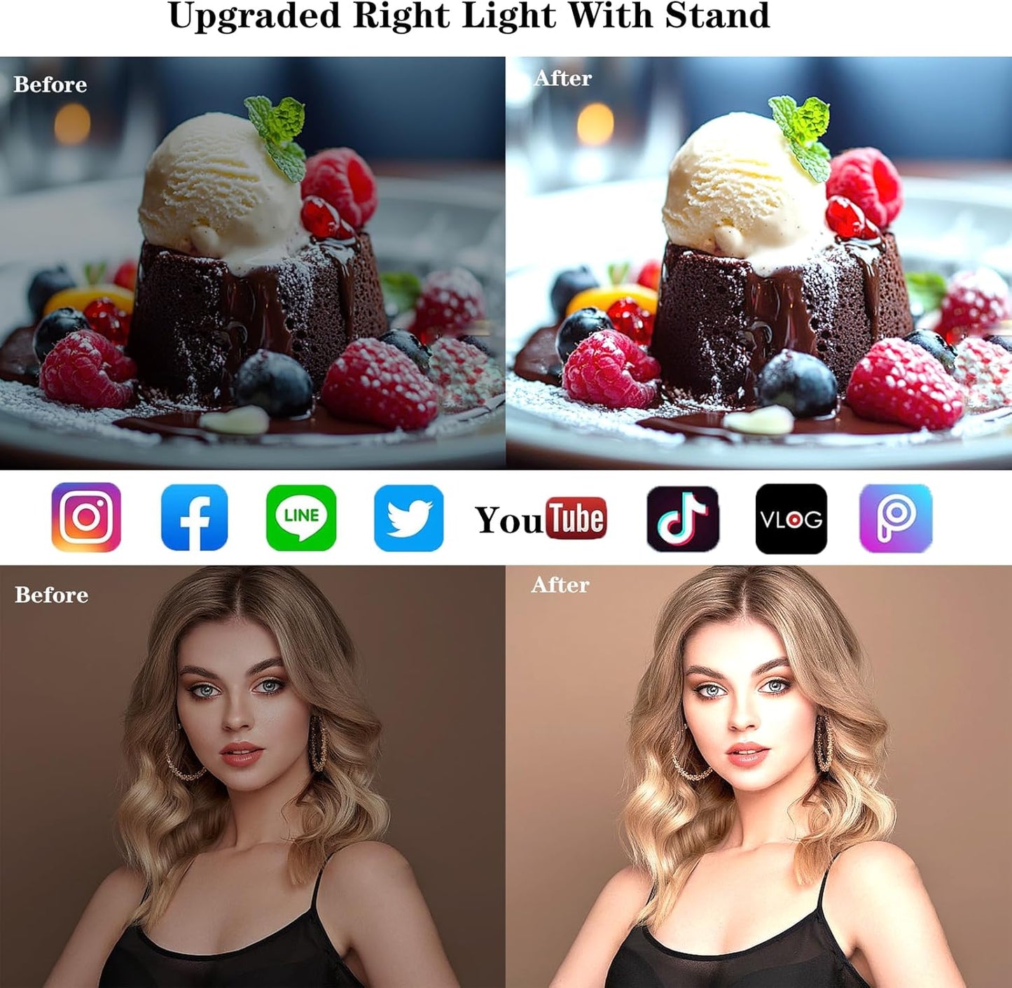 Amcuke 10W 3000K-6500K Ring Light with Stand, Desk Ring Light with Clip Upgraded Travel Desktop Light for Phone Selfie