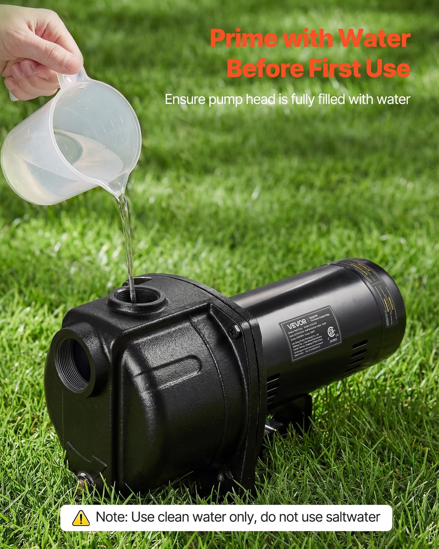 VEVOR 1.5 HP Shallow Well Jet Pump, AC 115/230 Volt, 4250 GPH Dual Voltage Cast Iron Well Jet Pump, with 108 ft Max Head Lift, Easy Voltage Switching, for Garden Irrigation, Lawn Sprinkler System