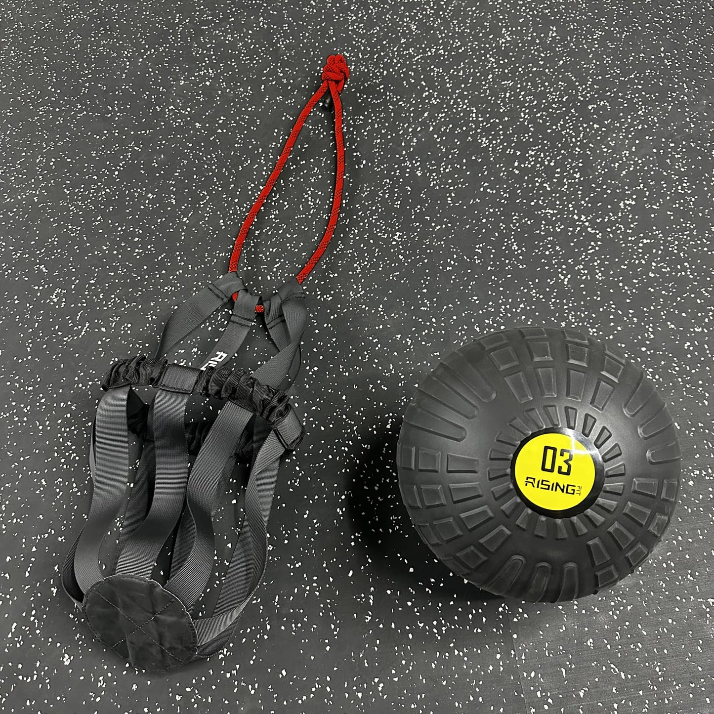 RISINGFIT Medicine Ball Bag, Medicine Ball Rope, Rotation, Swinging, and Logging, Red Kettlebell Swinging, Russian Rotation, Counter Rotation Swinging, and Hammer Swinging (Excluding Medicine Balls)