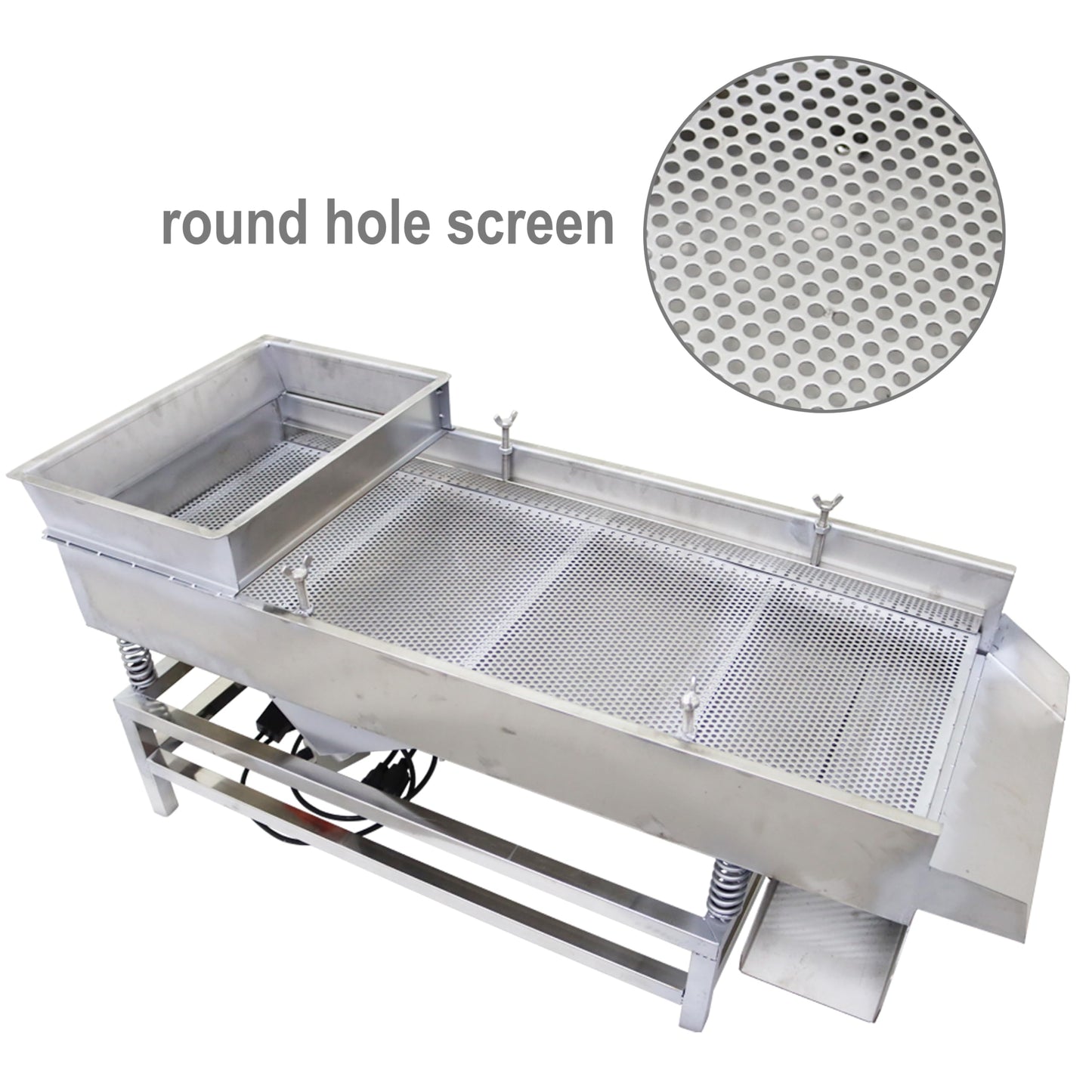 TECHTONGDA Straight Vibrating Sieve Screen Shaker Electric Linear Sifter Machine Stainless Steel One Layer Two Motor 4mm Screen Size 15.7×37.4inch 110V