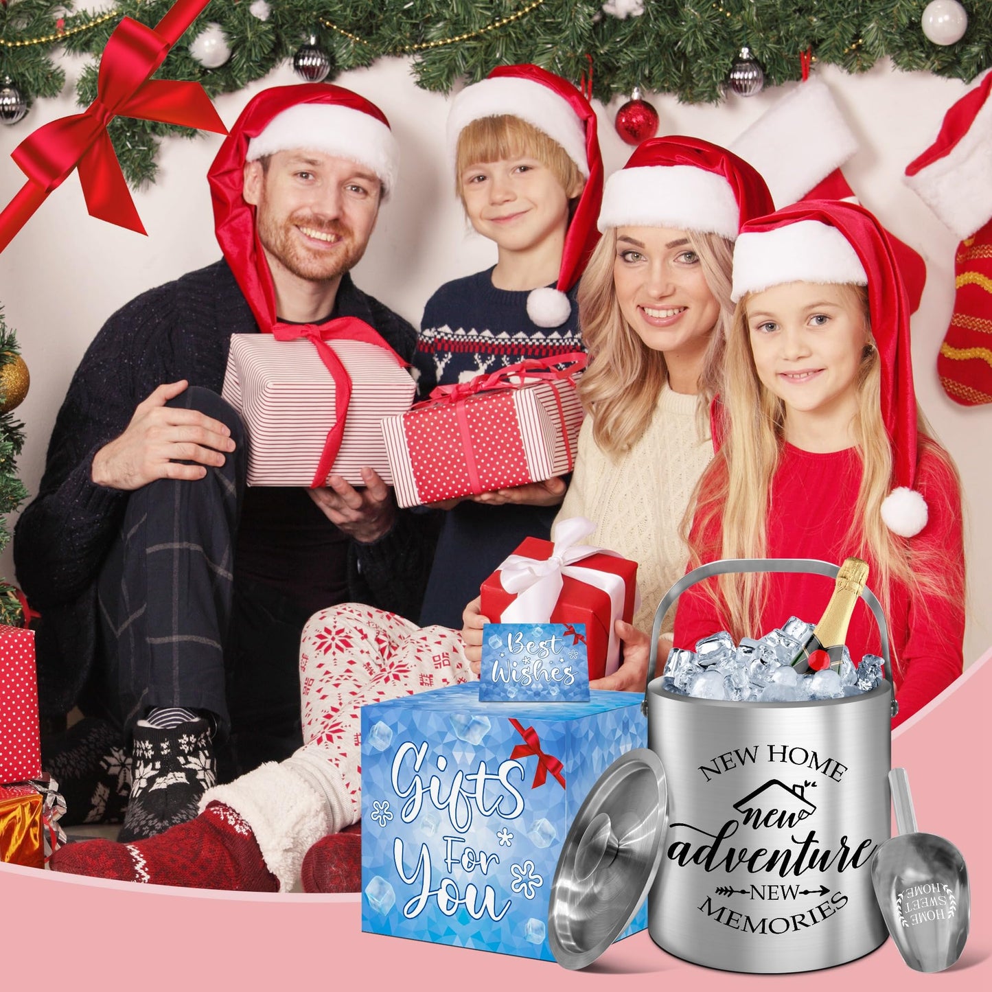 House Warming Gifts New Home, Housewarming Gifts for New House, Best Housewarming Gifts 2025, Stainless Steel Ice Bucket with Lid, Wine Chiller with Handle and Scoop