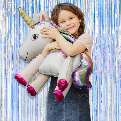 Iridescent Party Backdrop Decorations by [Brand Name] - 5 Pack Tinsel Curtain for Birthdays & Events | Photo Booth Streamer