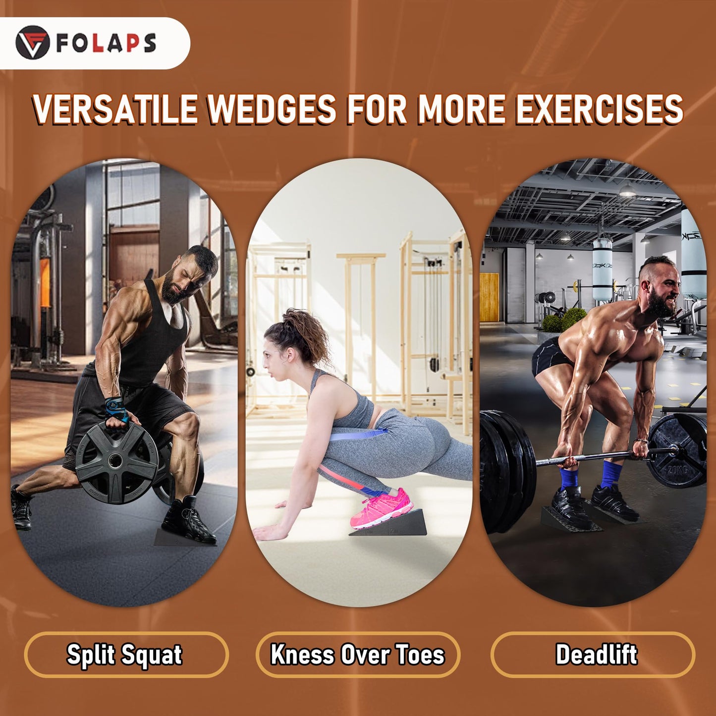 Folaps Squat Wedge Block with Guide for Heel Elevated Squat Weightlifting Slant Board for Squats with Carry Bag to Improve Mobility Balance and Strength
