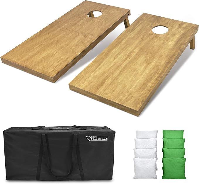 GoSports 4 ft x 2 ft Regulation Size Wooden Cornhole Boards Set - Includes Carrying Case - Full Regulation Size Bean Bag Toss Boards