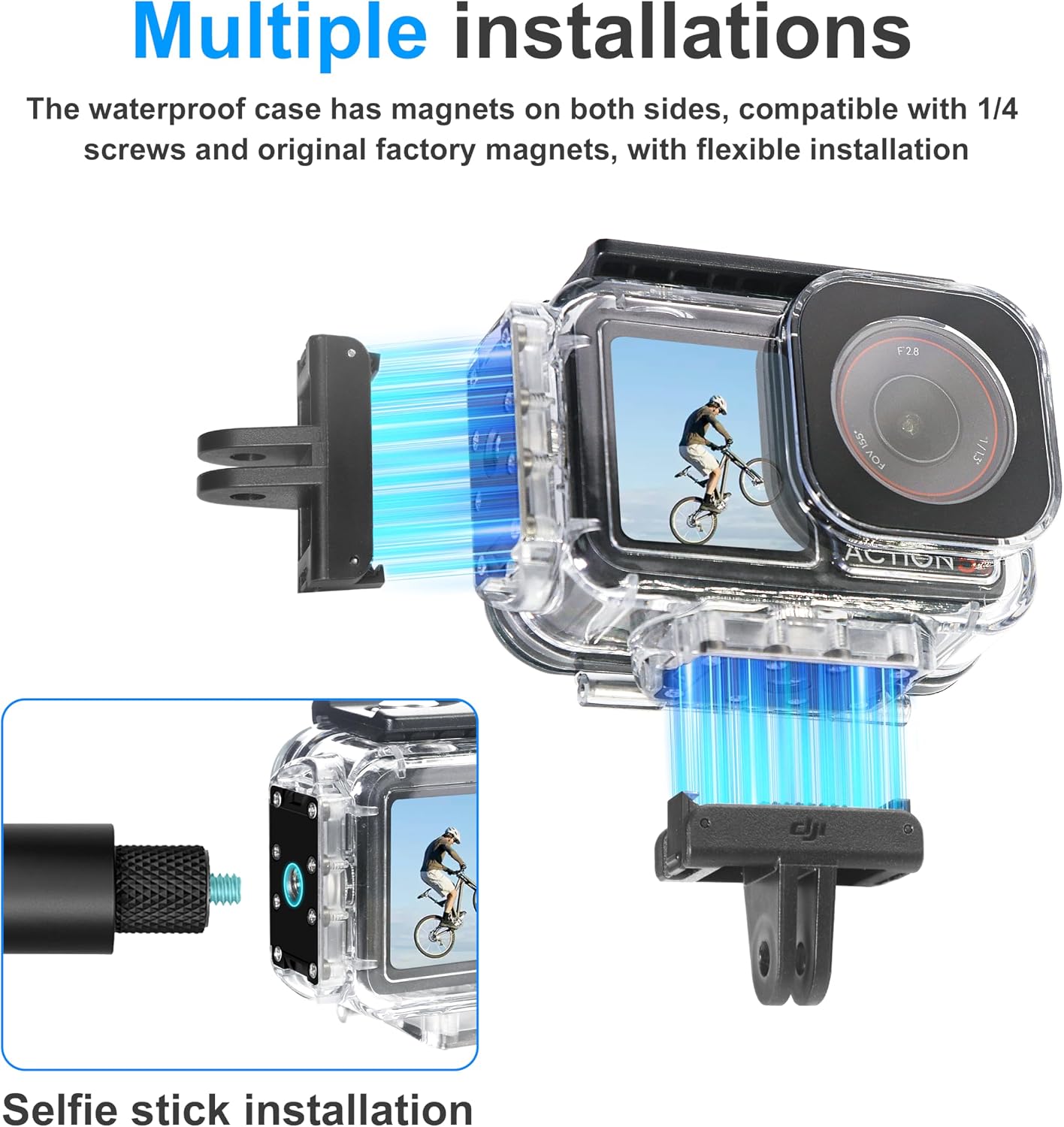 FiTSTILL 196FT/60M 5 4 3,Protective Underwater Waterproof Case with Magnetic Quick Release Interface Compatible