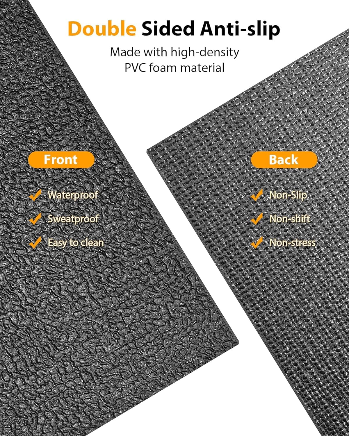 Rellfit Foldable Rubber Treadmill Mat - Exercise Bike Mat with Waterproof Non-Slip Shock Absorption, Exercise Equipment Mat to Protect Floor for Home Gym Workout
