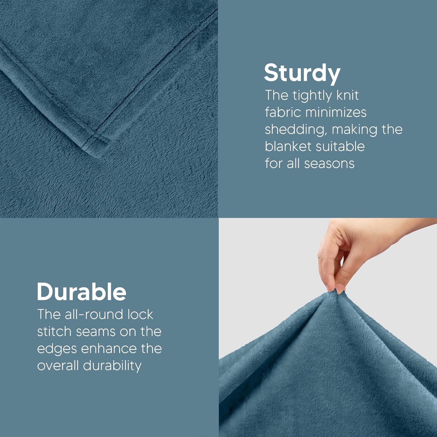 Utopia Bedding Fleece Blanket - Luxury Soft Anti-Static Microfiber | Queen Size Stone Blue (90x90 Inch)