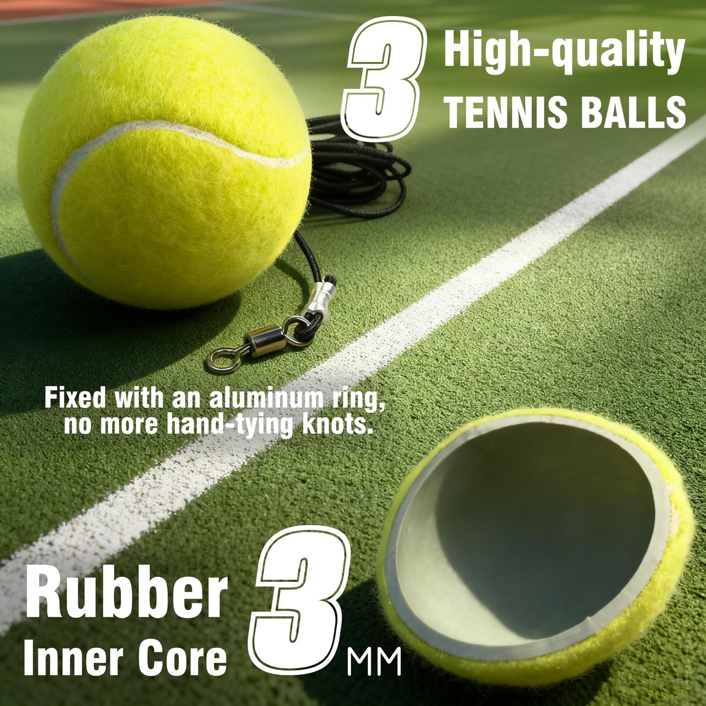VAIIO Professional Tennis Trainer - Full Metal Portable Solo Rebounder with 3 High-Elastic String Balls, Ideal for Adults, Kids, Beginners & Advanced Players (Blue)