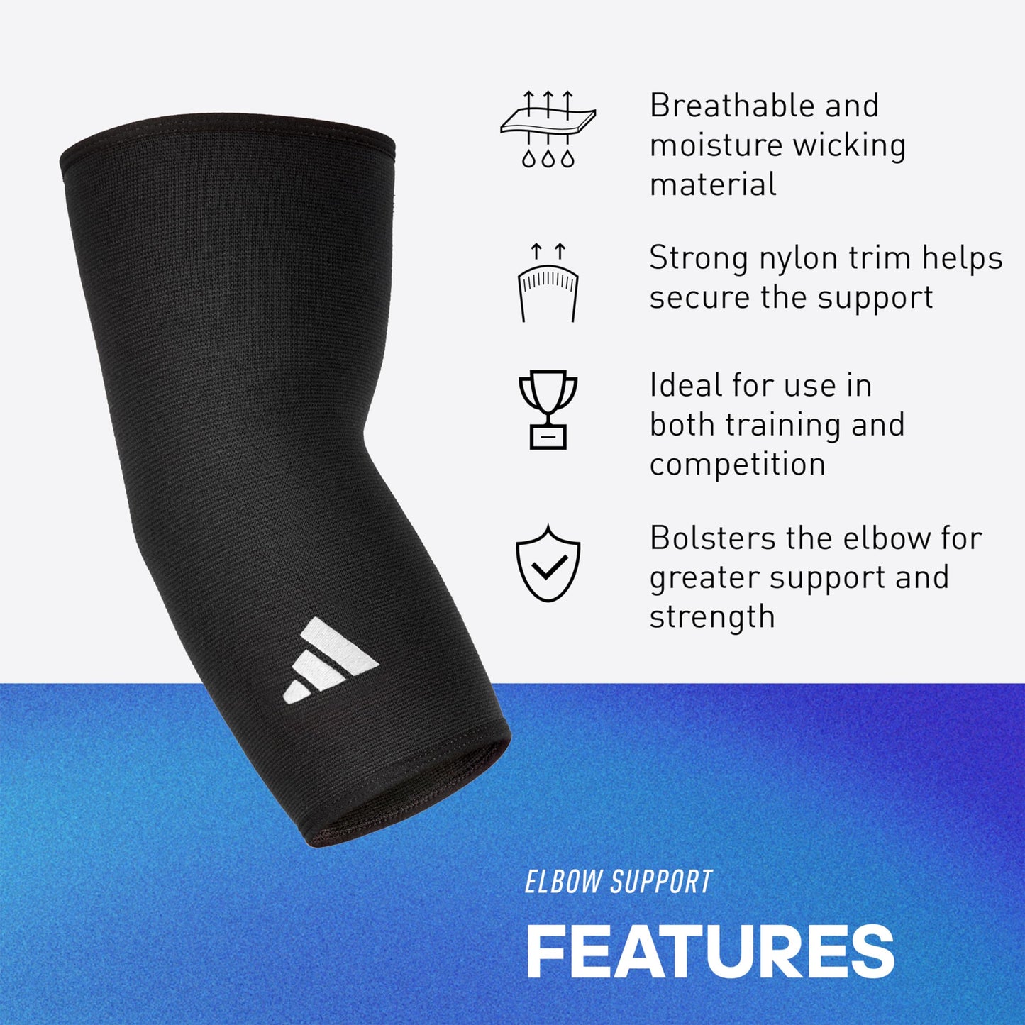 adidas Elbow Support Sleeve - Seamless and Smooth Elbow Support for Training, Competitions, and General Fitness - Ergonomic Design, Nylon Trim - Durable & Breathable - Black (Red Logo), Large