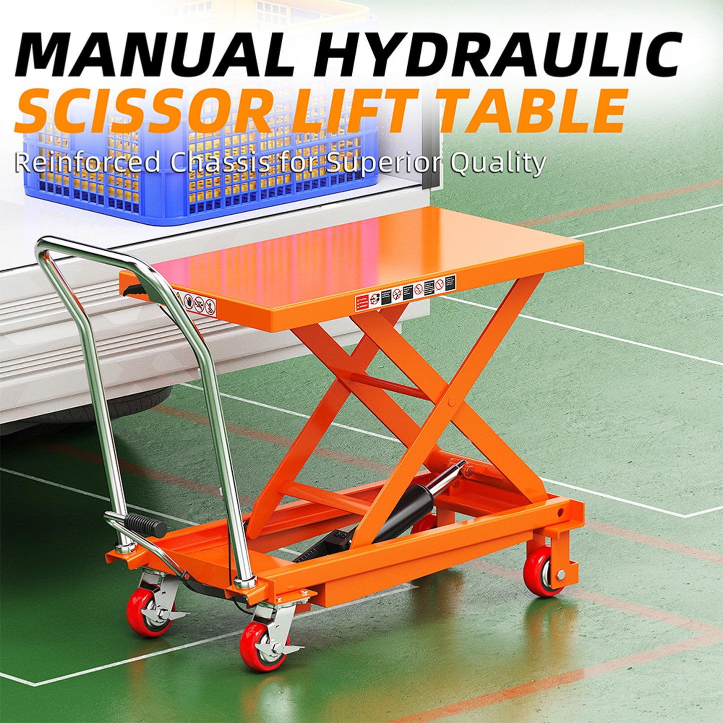 Hydraulic Scissor Lift Table Cart,500 lbs Capacity 28.5 Inch Lifting Height Portable Hydraulic Lift Cart with Wheels, Heavy Duty Lifting Platform Dolly for Material Handling