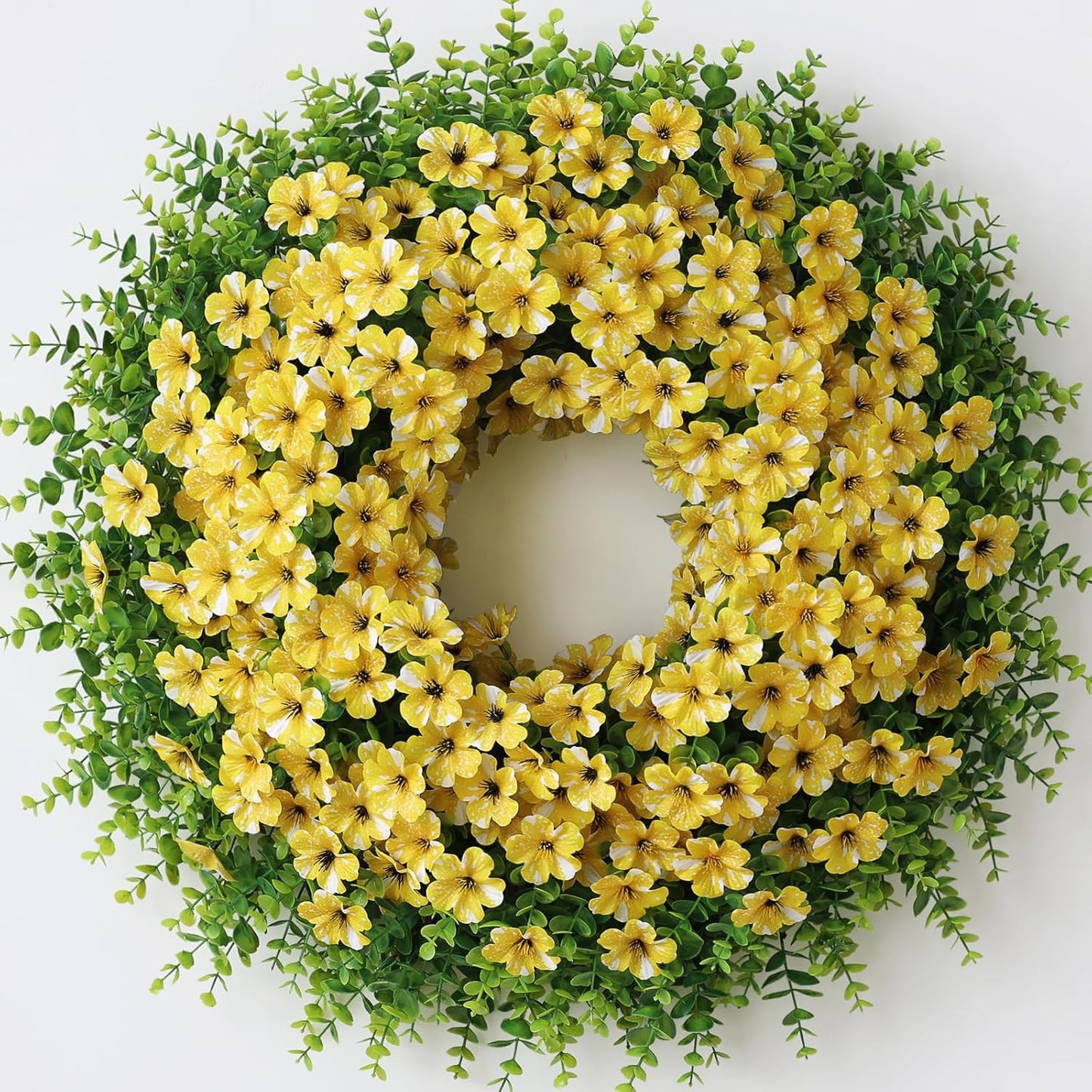 Regine Switzerland 26" Artificial Flower & Eucalyptus Wreath - Faux Morning Glory & Eucalyptus for Spring/Summer Decor
