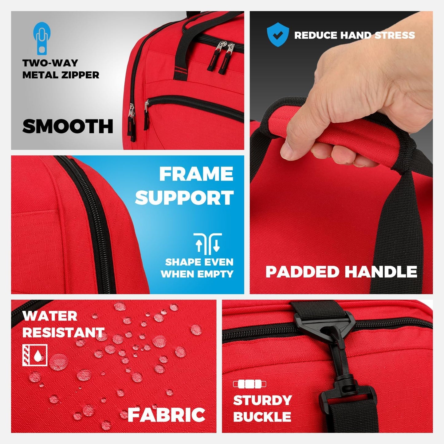Uarition Mens Gym Bag, 55L Large Sports Duffle Bags, Workout Bags Lightweight, Red